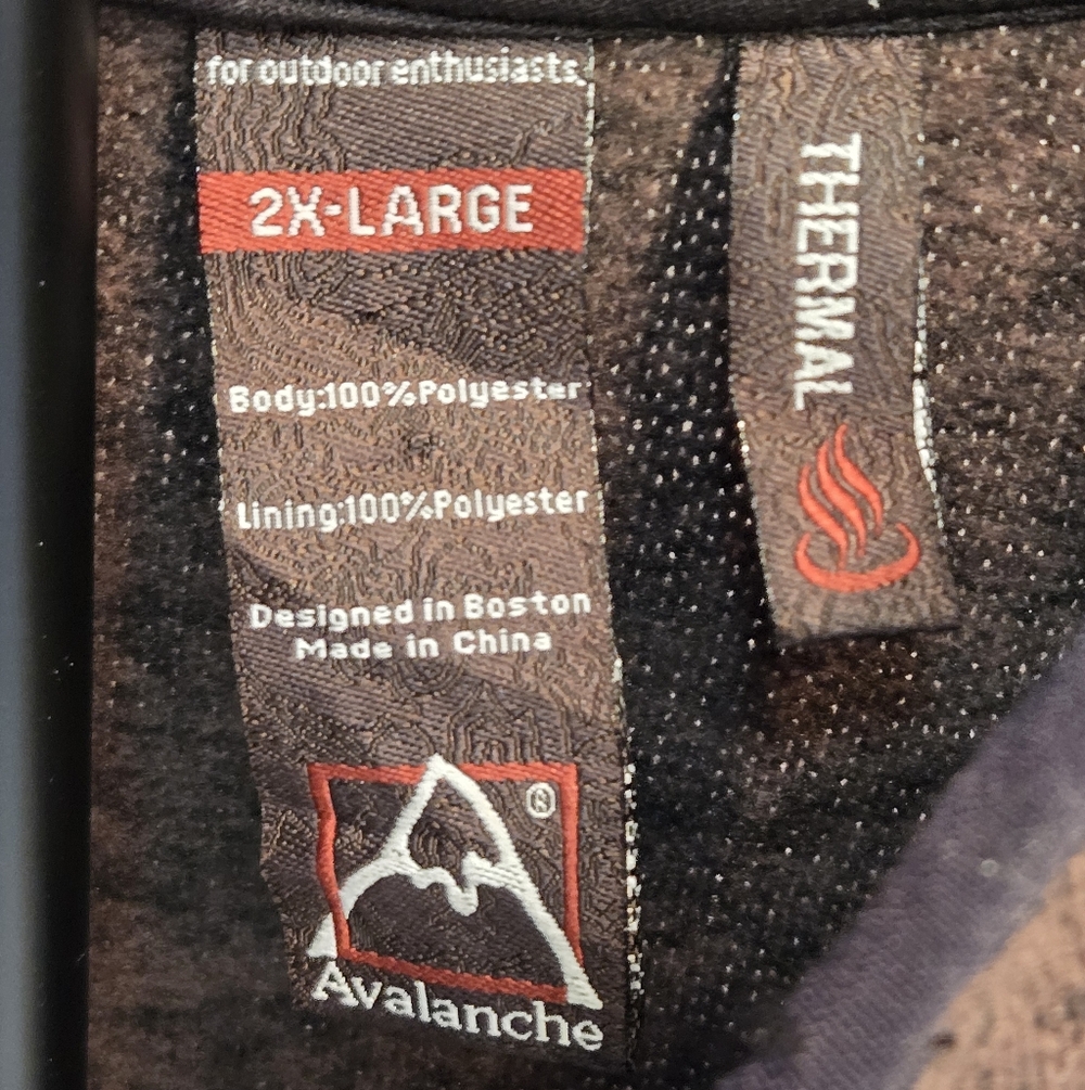 AVALANCHE Pullover‎ Jacket Mens 2XL Quarter Zip Thermal Brown Knit Fleece - Picture 6 of 15